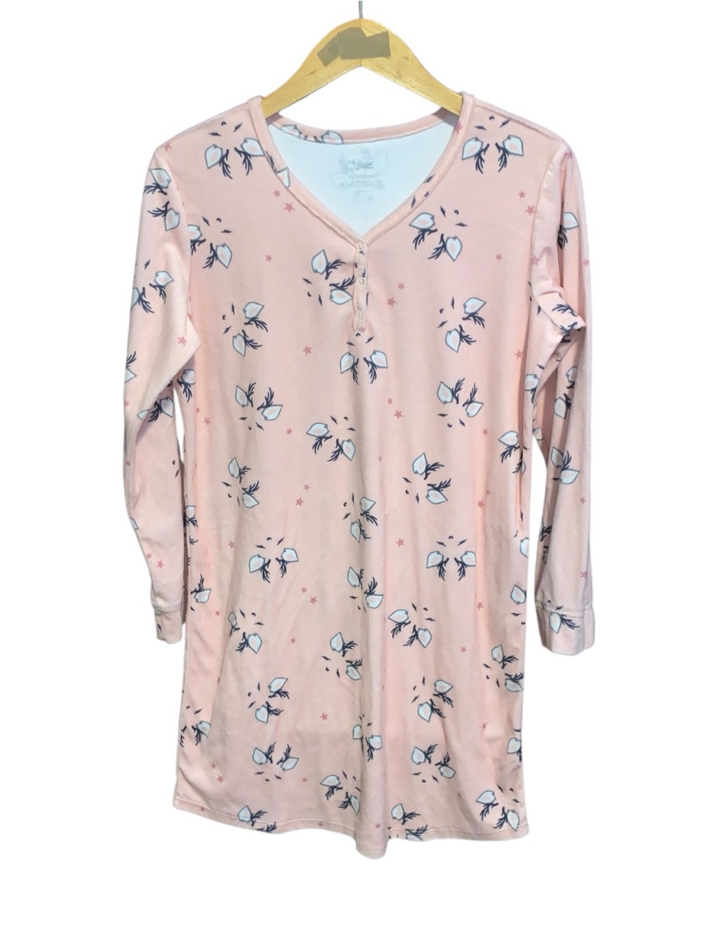 Justice Light Pink Reindeer Long-Sleeve Velour Nightgown Girls 14/16
